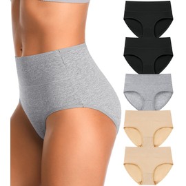 IROCUE High Waisted Postpartum Underwear Full Coverage Cotton Womens Underwear Soft Stretch Panties Comfort Breathable Underpants Multipack-M