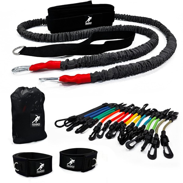 Kbands Freedom Speed Training Bundle (Includes Kbands with 9 Levels of Resistance Bands, and a Reactive Stretch Cord (User's Waist is 31 Inches or Less)