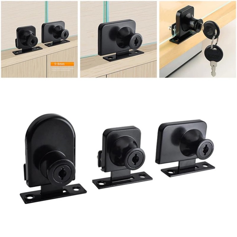 2 Pcs Double-Open Glass Cabinet Lock,Safety Lock,Zinc Alloy Glass Door