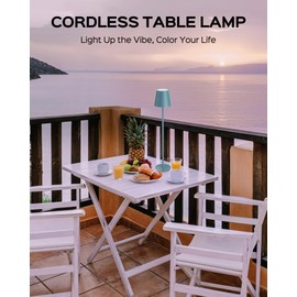 Cordless Table Lamps Rechargeable, 3 Adjustable Height, 5000mAh Battery Operated, 3 Colors Smooth Dimming, Portable LED Waterproof Table Lamp for Kitchen, Bedroom, Outdoor (2 Pack-Lake Blue)