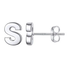 925 Sterling Silver Letter Earrings s Dainty Minimalist Jewelry Alphabet Monogram Initial Stud Earrings for Sensitive Ears women Christmas Birthday Gifts