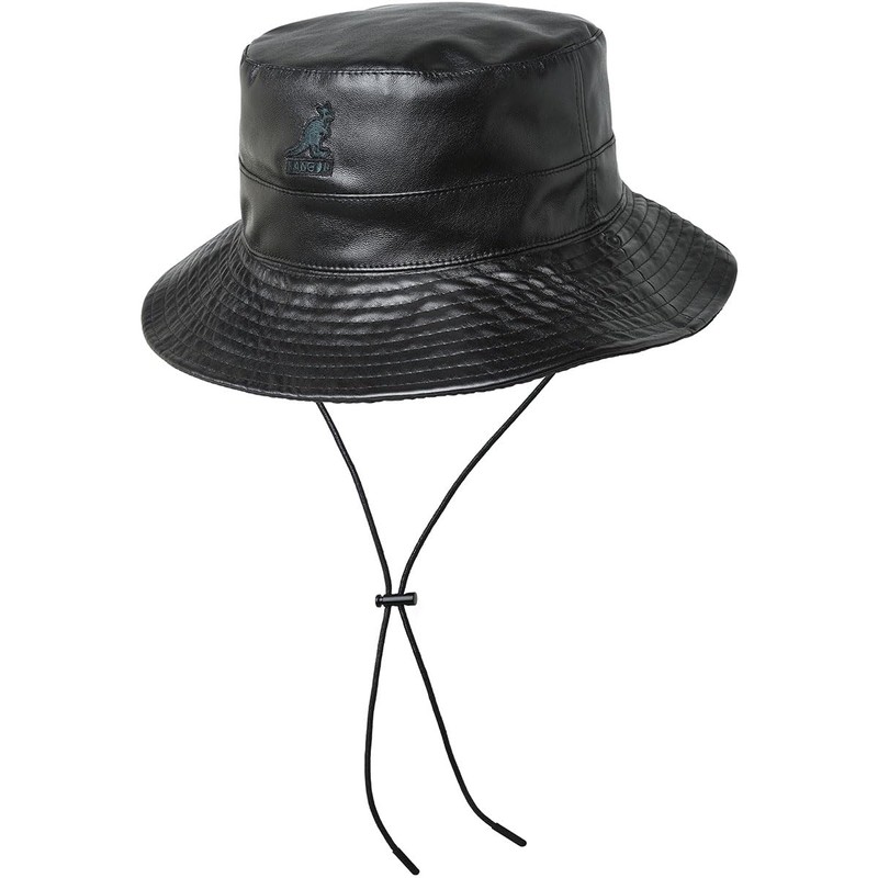 Kangol Rev Bucket Faux Leather Black, M, Plain, Adult, black,