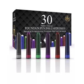 Wordsworth And Black  Fountain Pen Ink Refills Variety Colors Ink Pack of 30 Sta