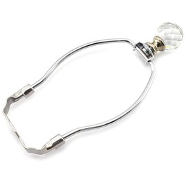 6 Inch Lamp Harp Holder, OZXNO Lamp Shade Horn Frame Brackets with Crystal Ball Finial Knob and Saddle for Table/Floor DIY Lighting Replacement Accessory
