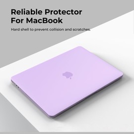 EooCoo Case Compatible with MacBook Air 13.6 inch 2024-2022 M3 M2 A3113 A2681 with Retina Display, Plastic Hard Shell Case + Keyboard Skin Cover + Polishing Cloth + Screen Protector - Matte Purple