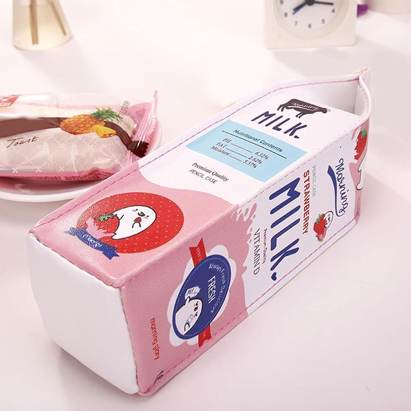Pink Starlit Creative Milk Box Case Pouch Makeup Bag Toiletry