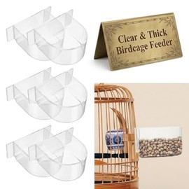Dispensador de cacatúas Budgerigar de alimentación, accesorio transparente de conure, taza de loro, tazón grueso, cuencos colgantes de semicírculo, pájaros, derrames gruesos