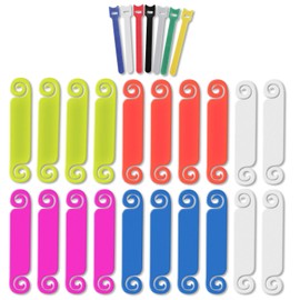 Wire Identification, Cord Marking, Name Tag, 20 Cable Labels, Velcro Tape, 7 x Cable Ties for PC, Wire Organization, Repeated Usable, Colorful, Color Specific