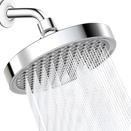 Katezon Shower Head High Pressure Rain, Luxury Showerhead with Chrome Plated Finish, Adjustable Replacement for Your Bathroom Shower Heads, Anti-Clogging Silicone Nozzles(6 Inch)