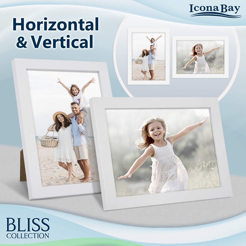 Icona Bay 5x7 Picture Frames (White, 5 Pack), Modern Style