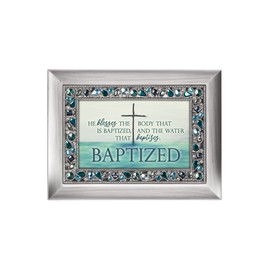 Cottage Garden Baptized Blesses The Body Water Brushed Silvertone Jewelry Music Box Plays How Great Thou Art