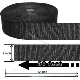 AD 2 Pack 1200˚F Withstand 50ft 2" Black Titanium Exhaust Heat Wrap