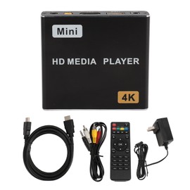 Mini 4K HD Media Player HD Multimedia Interface AV USB Storage Card IR Interface Full HD Digital Media Player with Remote Control US Plug