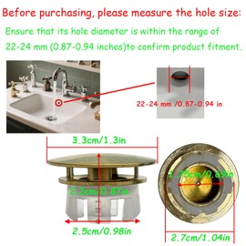 2 Pack Sink Overflow Cover Basin Trim Copper Bathroom Sink Rings,Bathroom Kitchen Sink Trim Overflow Cover Insert in Hole Round Caps(Gold)