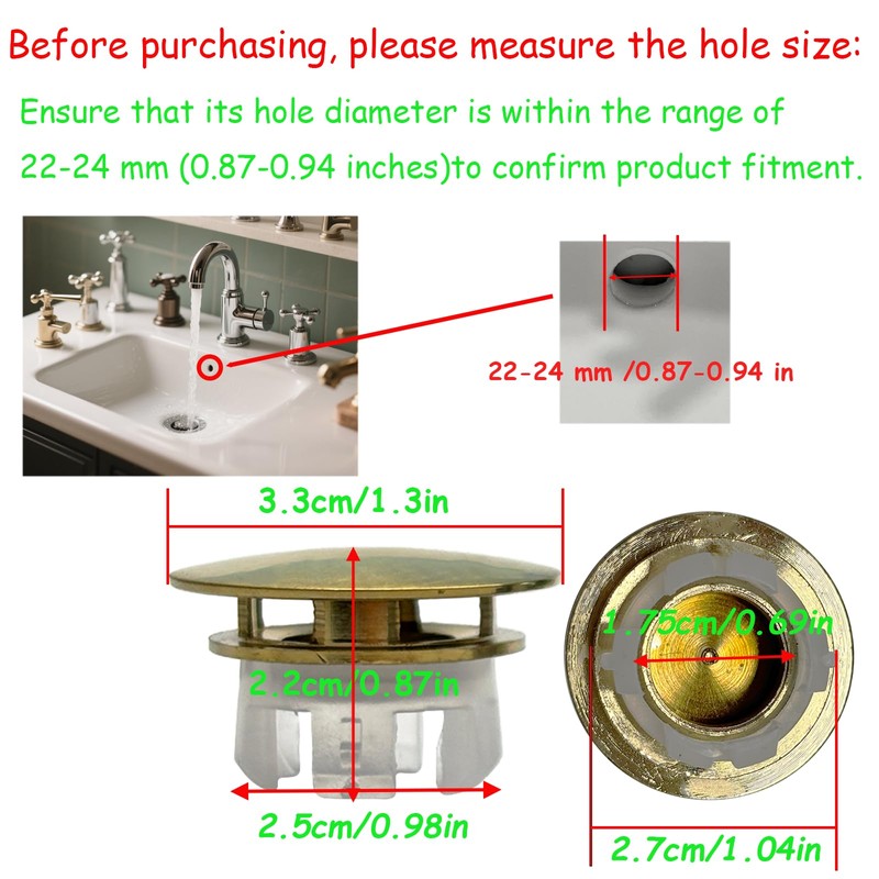 2 Pack Sink Overflow Cover Basin Trim Copper Bathroom Sink