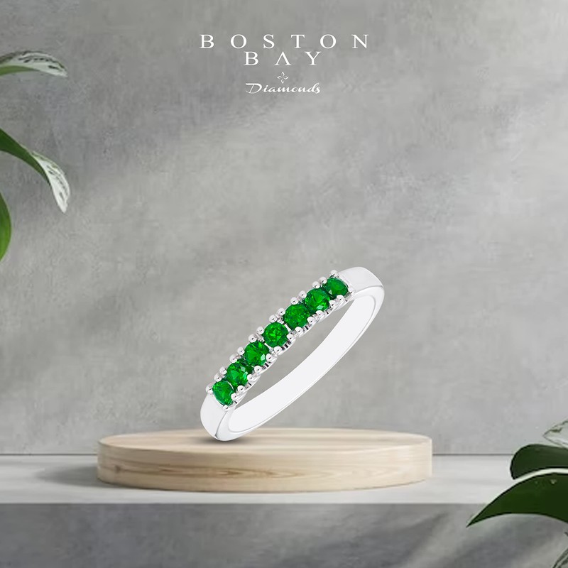 .925 Sterling Silver 1/3 Cttw Lab Grown Green Emerald Gemstone