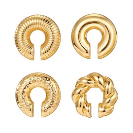 Cuff Earrings for Women,4pcs Non-Piercing Fake Helix Cartilage Cuff Earrings Chunky Huggie Hoop Earrings Various Styles Ear Cuffs Fine Jewelry for Woman Man (571-cuff earrings)