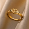 Gold Rings For Women, 18k Gold Plated Thin Flower Ring