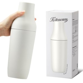Kitessensu Hybrid Cocktail Shaker | Vacuum Insulated Stainless Steel Martini Shaker with Double Wall Martini Cup | Integrated Measuring System | Tumbler Lid & Cocktail Recipes Included | Cream