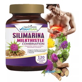 Organic vitamin Milk Thistle Silimarina 120 Capsules Made in USA extra Strength