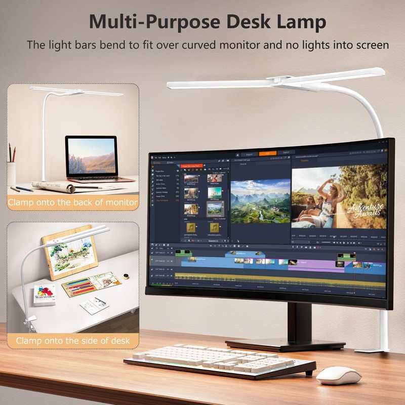 EppieBasic LED Desk lamp,Double Head Architect Desk Lamps for Home