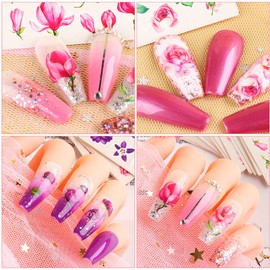 Comdoit Nail Stickers Decal Nail Art Accessories 24 Sheets Water Transfer Nail Decals for Women Leaf Cactus Flower Design for Acrylic Nails Decorations Manicure Tips Charms Sticker Nail Art Supplies