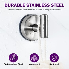 JOMOLA Suction Cup Hooks for Shower Wall Stainless Steel Vacuum Suction Hook Heavy Duty Bathroom Suction Towel Holder for Inside Shower Coat Hooks Wall Hanger for Door Glass Kitchen Brushed 2Pcs