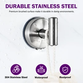 JOMOLA Suction Cup Hooks for Shower Wall Stainless Steel Vacuum Suction Hook Heavy Duty Bathroom Suction Towel Holder for Inside Shower Coat Hooks Wall Hanger for Door Glass Kitchen Brushed 2Pcs
