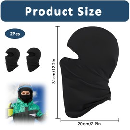DXPETA 2Pcs Kids Balaclava, Black Balaclava, Ski Masks for Men, UV Protection & Wind Protection Lightweight Neck Warmer, Thin Helmet Liner Face and Neck Cover Mask for Boys Girls