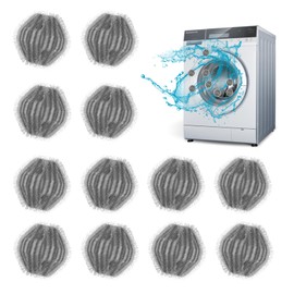 FuninCrea 12 Nylon Pet Hair Remover, Washing Machine, Reusable Washing Machine, Anti-Tangle Floating Pet Hair Remover, Washing Machine, Pet Hair Catcher Balls for Laundry (Grey)