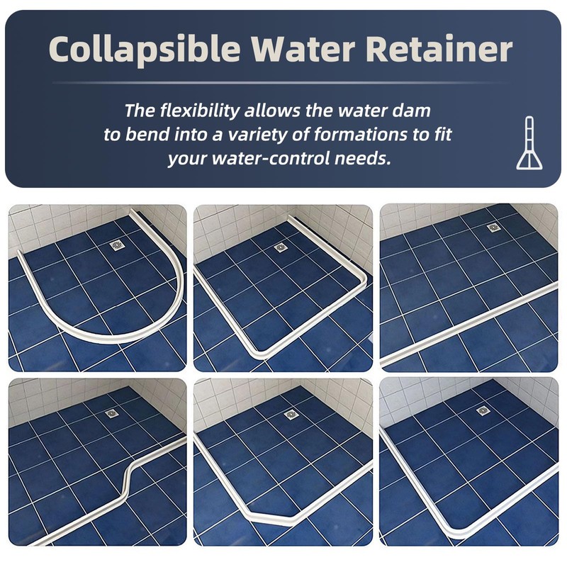 (Upgraded)3” High Shower Threshold Water Dam 39 Inch Collapsible Shower