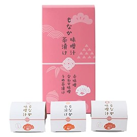 Chikiri Shimizu Shoten Monaka Miso Soup & Chazuke 3 Pieces (Peach) (Red Miso, Matched Miso) 0.4 oz (12 g) x 1 Each, Ume Chazuke 0.4 oz (10 g) x 1