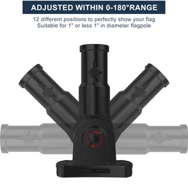 evertoco Heavy Duty T304 Stainless Steel Flag Pole Bracket - 180° Adjustable Flag Pole Holder for House with Two Installation Methods, Flag Mount for 1" Diameter Pole, Wind Resistant&Rust Free Black