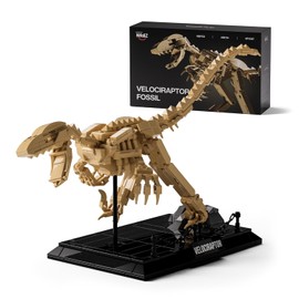 Nifeliz Velociraptor Fossil Model Set, Dinosaur Skeleton Building Set with Display Base for Adults, Collectible Gift for Dinosaur Enthusiasts (498 PCS, NF10357)