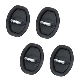 CyperFair 4 PCS Car Door Latch Lock Cover, Silicone Shock Absorbing Cushioning Pad, Thickened Water Proof Full Protection Cover, Universal Self-Adhesive Door Lock Protector Accessory (Black)