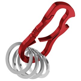 Idakekiy Key Chain Bottle Opener 4 Key Rings Keychain Carabiner Clip Key Holder for Men and Women (Red)