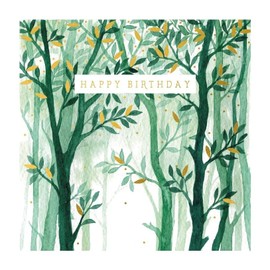 The Art File Green Trees Happy Birthday Card Greeting Card Made in the UK