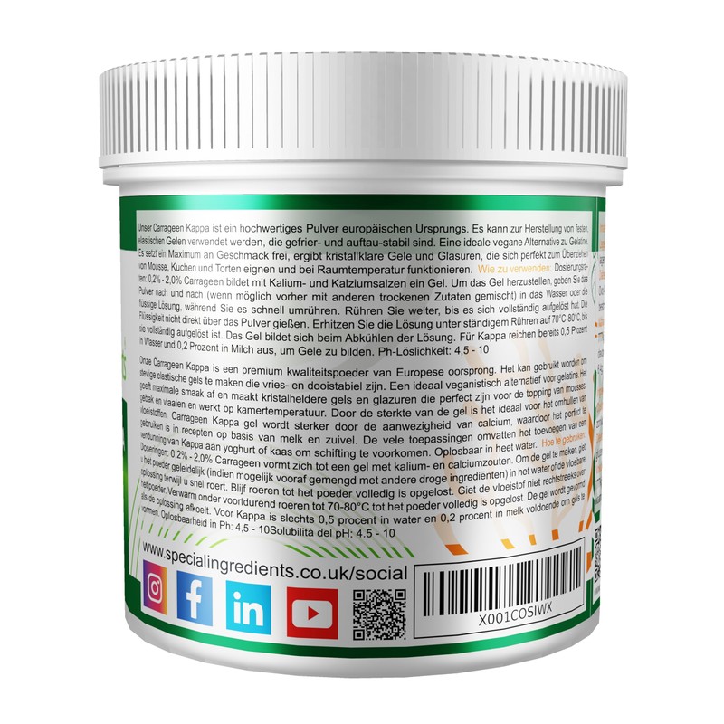 Special Ingredients Kappa Carrageenan Powder, 500 g, Highest Quality, Vegan,