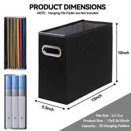 ComfortKeeper A4 Size File Organizer, Hanging File Folders Organizer, Small Storage Box, Collapsible File Box Paper Organizer with Metal Handle, Smooth PVC Rails, Only Box (Black, 4 Packs)