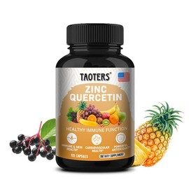 Quercetin Zinc Bromelain Vegetarian Capsules Antioxidant Heart Skin Immune System Support, 2 Count, 120 Servings / 케르세틴 아연 브로멜라인 채식 캡슐 항산화 심장 피부 면역 체계에 도움, 2개, 120회분
