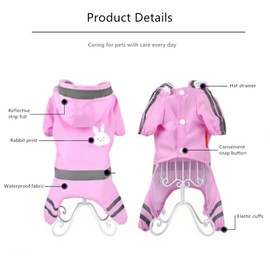 Barkworthies Dog Raincoat, Waterproof Jacket with Reflective Stripe, Hooded Slicker Dachshund Doggy Dog Poncho with Leash