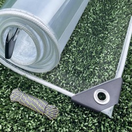 Dulepax Clear Tarp Heavy Duty with Grommets 3x6 FT Waterproof PVC Tarpaulin 14 Mil for Patio Enclosure, Greenhouse Cover, Porch Roof