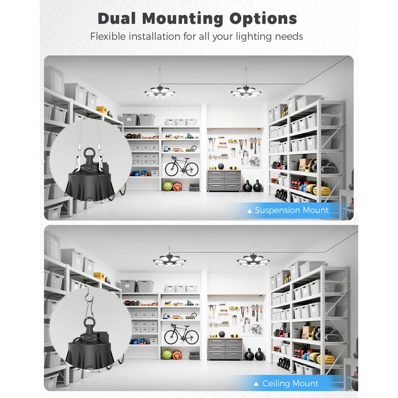 RUNBARRY Motion Sensor Garage Light Plug in - 25000LM Motion