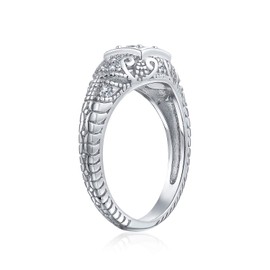 AAA CZ Victorian Vintage Art Deco Style Heirloom Milgrain 1CTW Princess Brilliant Solitaire Engagement Ring For Women .925 Sterling Silver