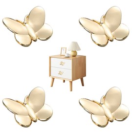 LD-YUNJIA Butterfly Drawer Knobs Luxury Pulls for Closet Cupboard Wardrobe Furniture Doors Home Bedroom Kitchen Hardware 4 pieces (Gold)