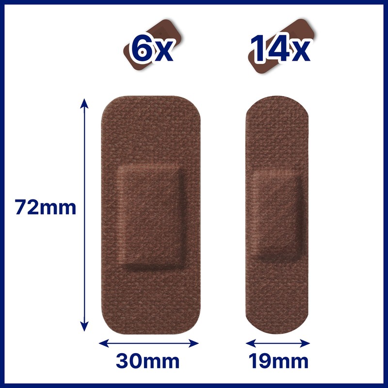 Hansaplast Sensitive Skin Plasters, Dark, Pack of 20, Skin-Friendly and