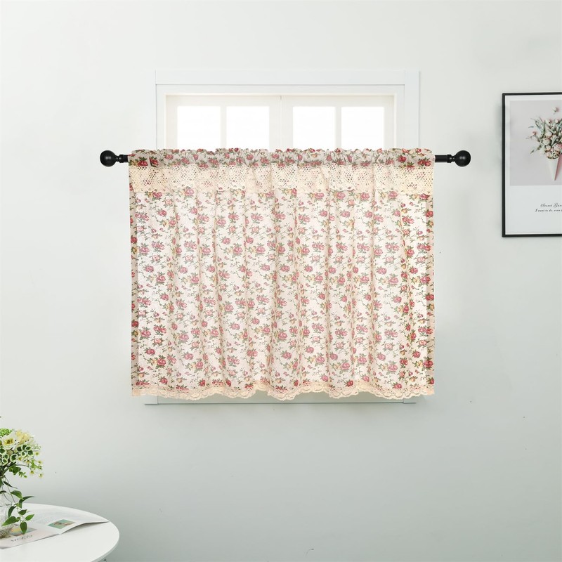 Moslovstar Romantic Blooming Roses 1 Panel Vintage Cotton Linen Half