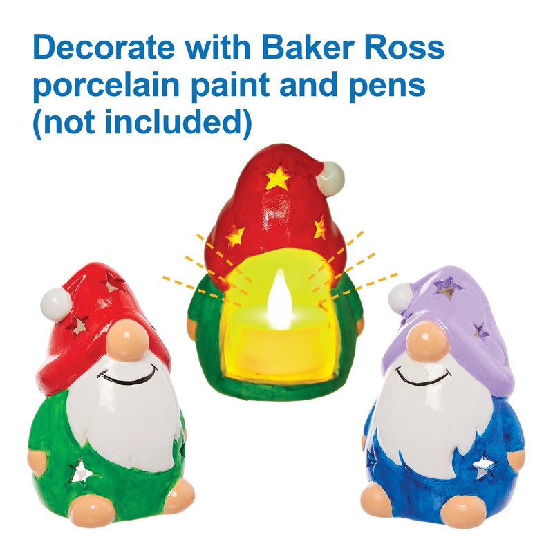 Baker Ross FN319 Gonk Ceramic Tealight Holders - Pack of