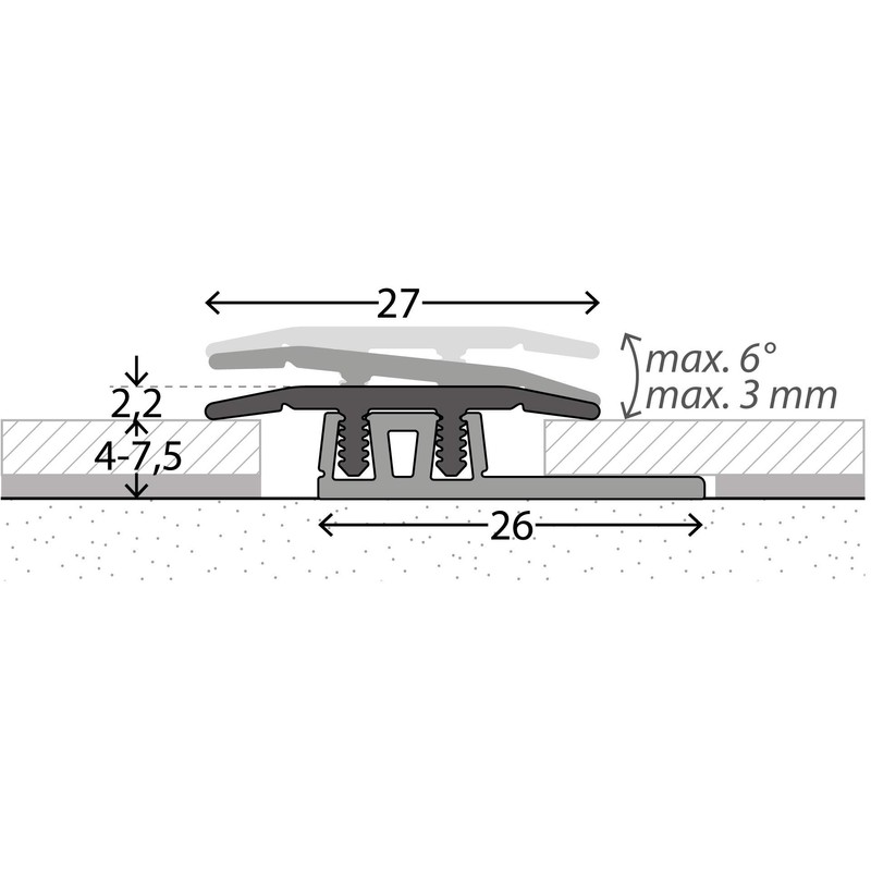 Profi-Design Transition Profile Aluminium 27 mm / 90 cm Brushed
