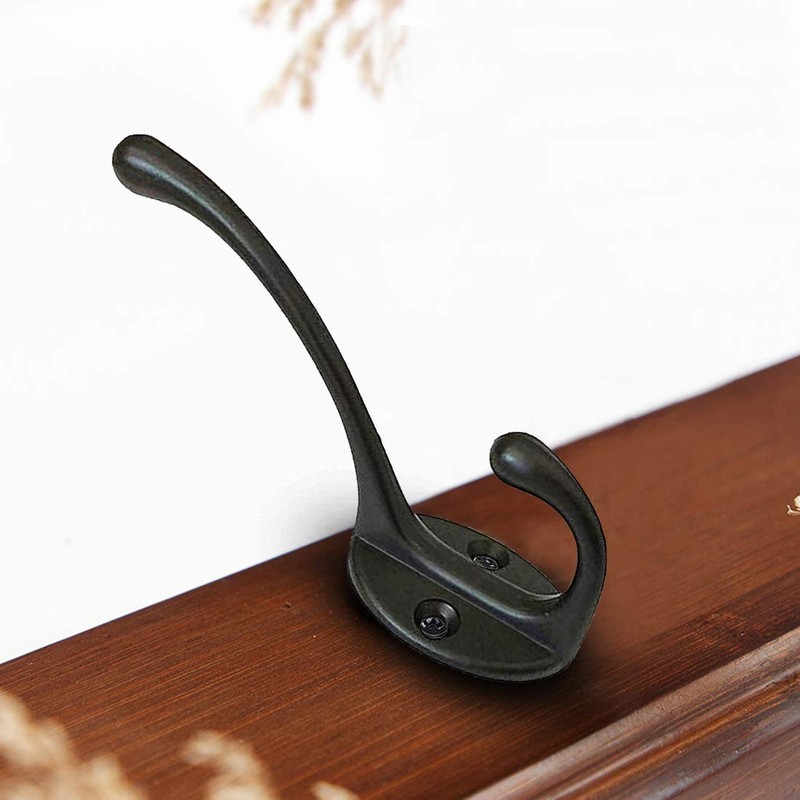 12 Pack Dual Coat Hooks Wall Mounted, Dual Prong Retro